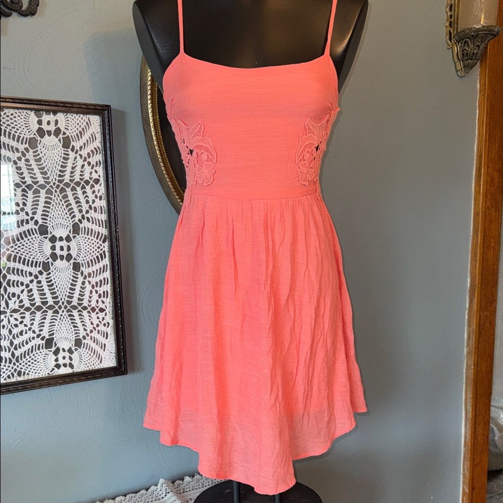 Socialite Coral Pink Spaghetti-Strap Mini Dress